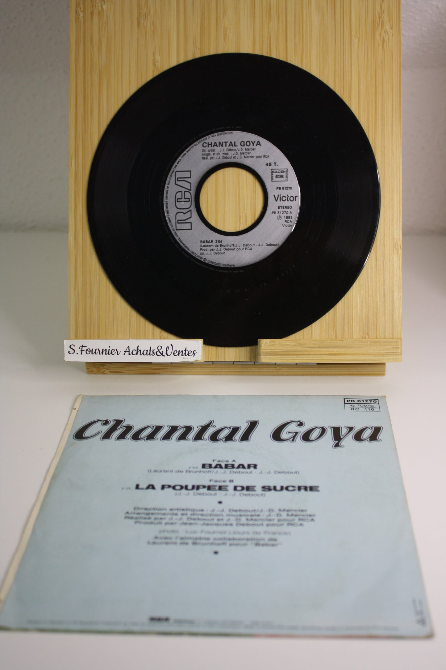 Vinyle 45T Babar – Musique – Chantal Goya – RCA – Objet dérivés – 1983 – Disque