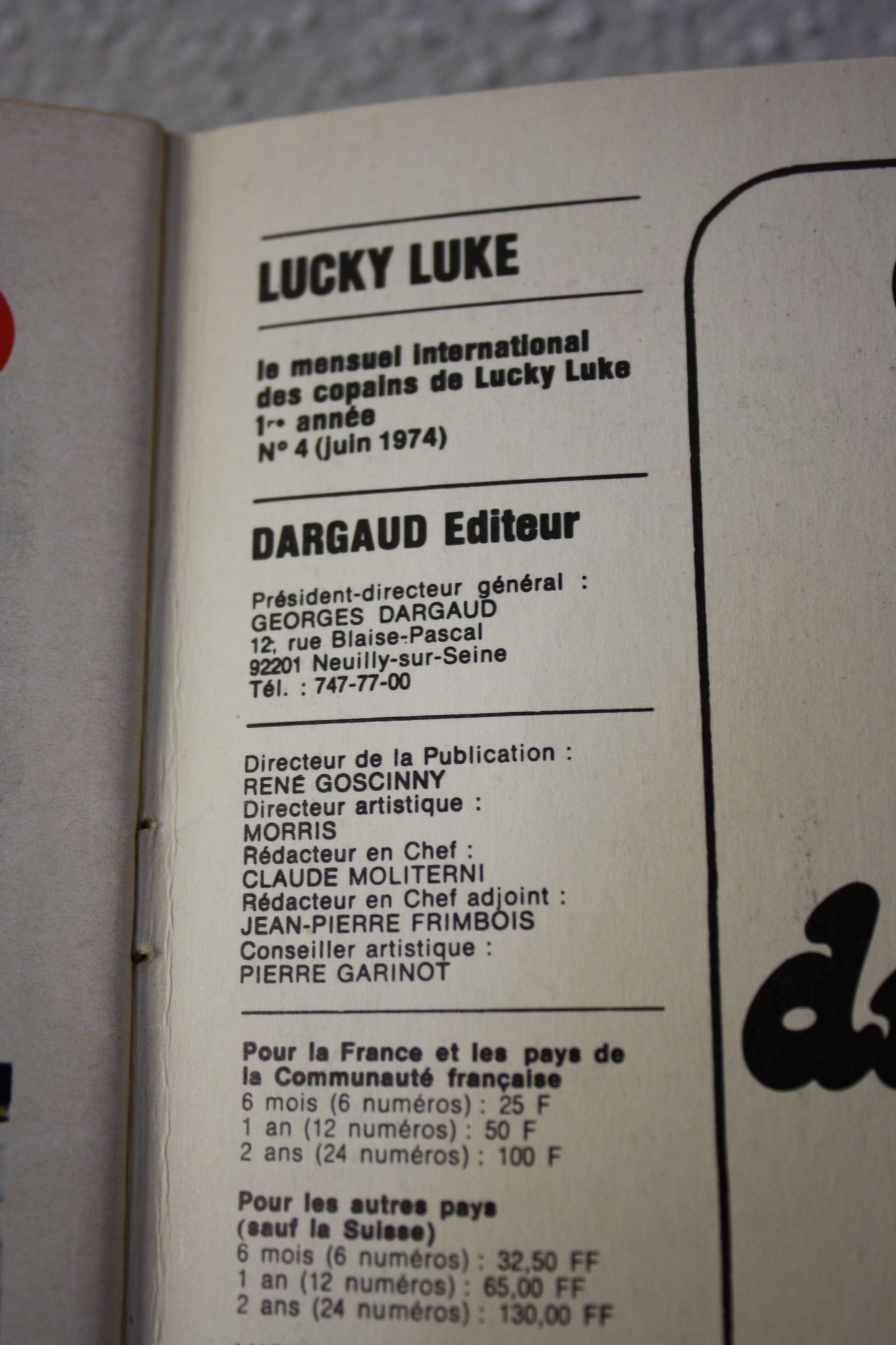 des copains de Lucky Luke – lucky Luke - - Dargaud - Mensuel International - 1974 - 1ère année N°4 Juin