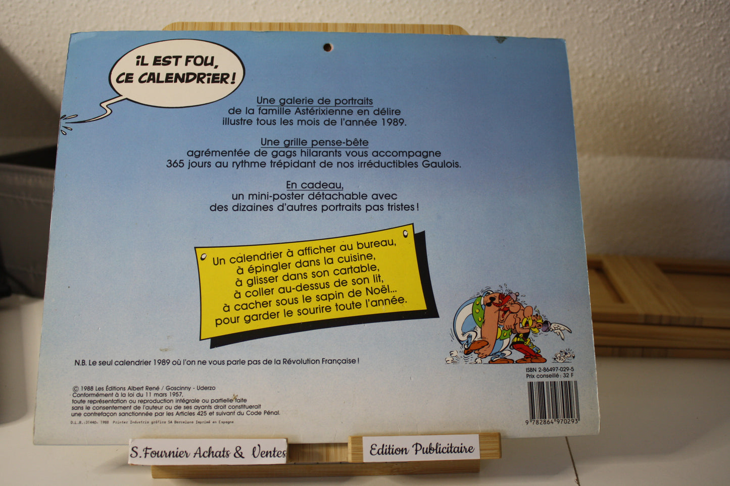 Calendrier - Astérix - Goscinny Uderzo - Edition Albert rené - Objet Dérivé - 1989
