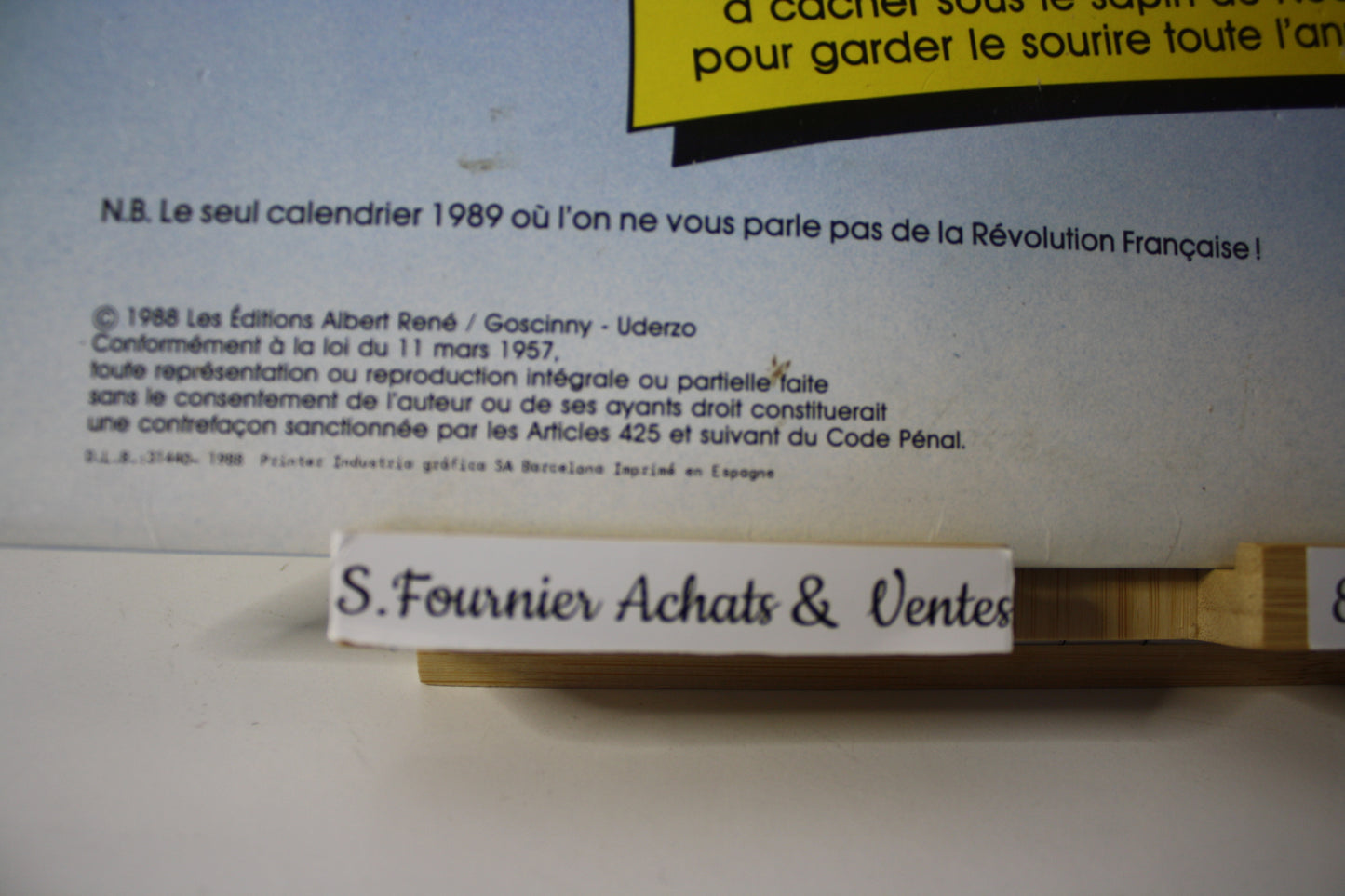 Calendrier - Astérix - Goscinny Uderzo - Edition Albert rené - Objet Dérivé - 1989