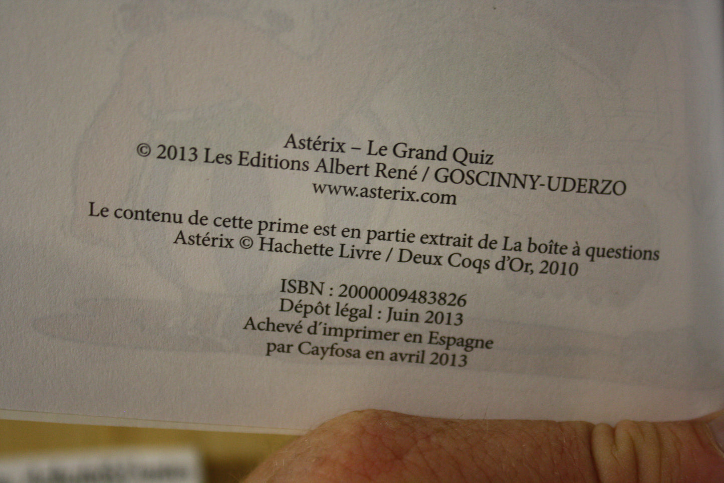 Le grand Quizz – Astérix – - Edition Albert René et Hachette – Jeux - 2013