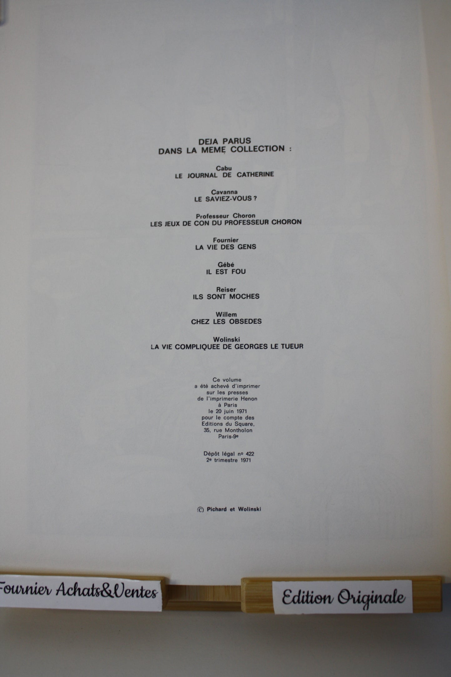 Paulette – Paulette - Wolinski & Pichard – Edition du Square -EO - 1971