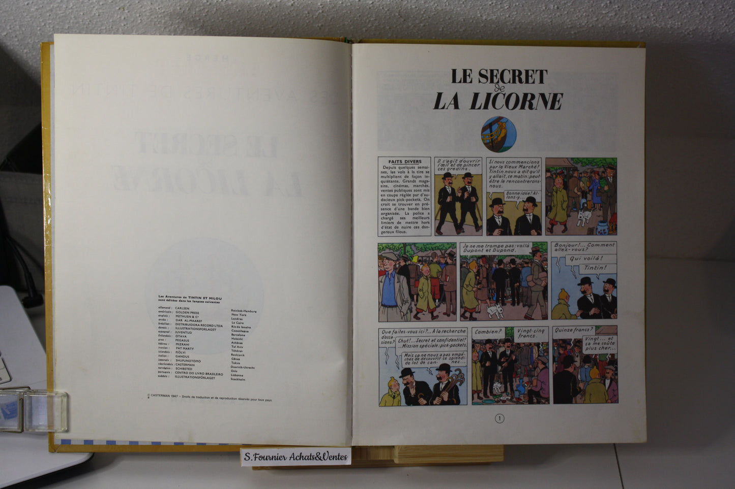 Le secret de la licorne – Tintin – Hergé - Casterman – Réédition - 1971 - B39