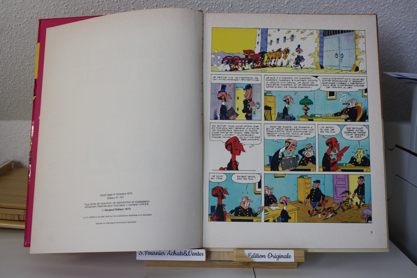 L’héritage de Ran Tan Plan – Lucky Luke – Morris Goscinny – Dargaud Editeur – EO – 1973 – Dos abimé