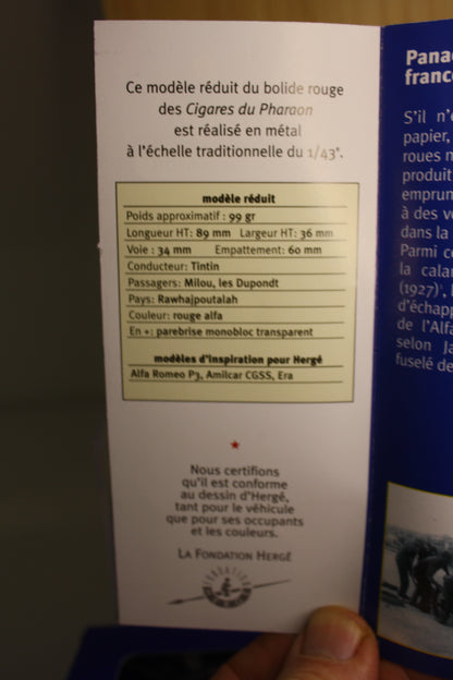 Bolide rouge, les cigares du pharaon – Tintin – Hergé – Atlas – Objet dérivés – 2001 – Miniature au 1/43ème
