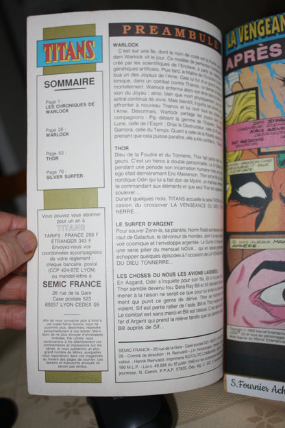 La vengeance du dieu tonnerre 3 = n°190 – Titans – Collectif – Semic – Périodique – 1994