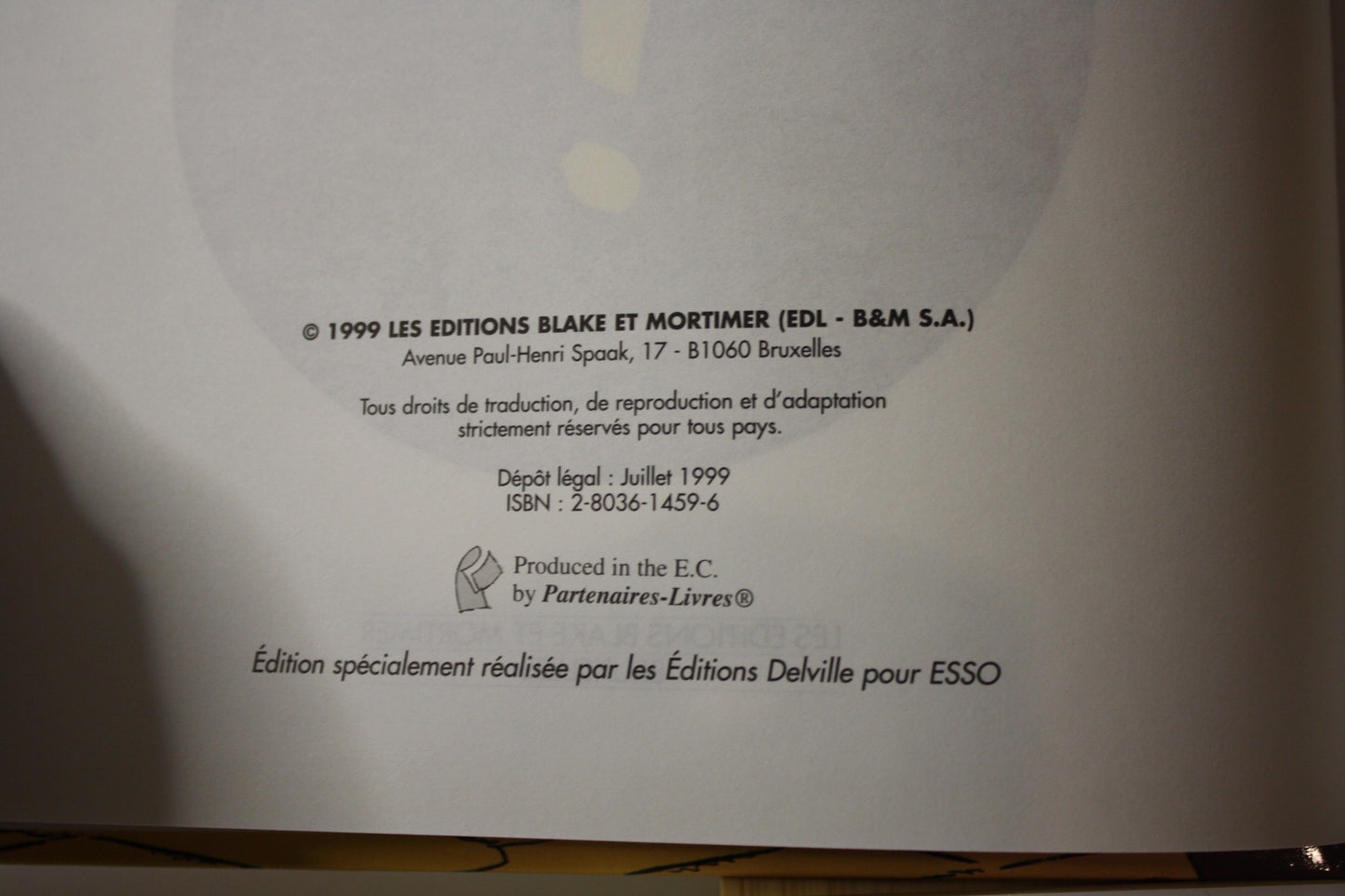 Le secret de l'espadon Tome 2 - Blake et Mortimer - Edgard P Jacques - Delville - Publicitaire - 1999 - ESSO