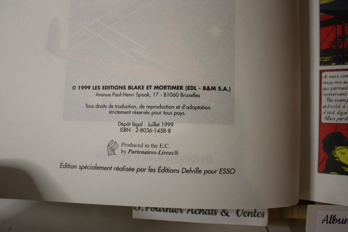 Le secret de l'espadon Tome 1 - Blake et Mortimer - Edgard P Jacques - Delville - Publicitaire - 1999 - ESSO