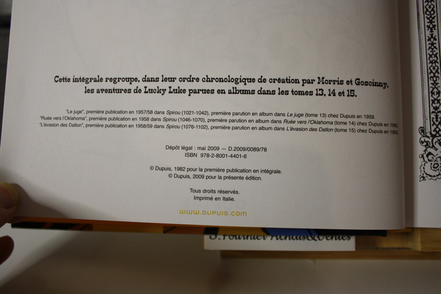 L’intégral Volume 5 – Lucky Luke – Morris et Goscinny - Dupuis - EO – 2005