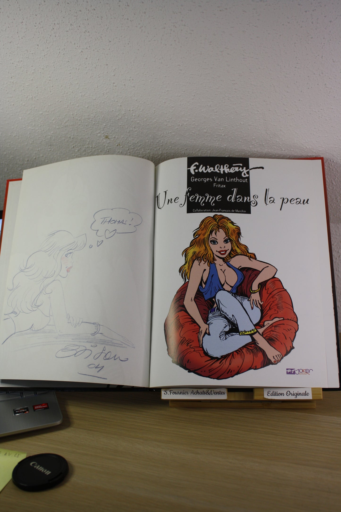 Dédicace Di Sano– Une femme dans la peau – Walthéry Van Linthout Fritax – P&T Joker – Réédition – 2000