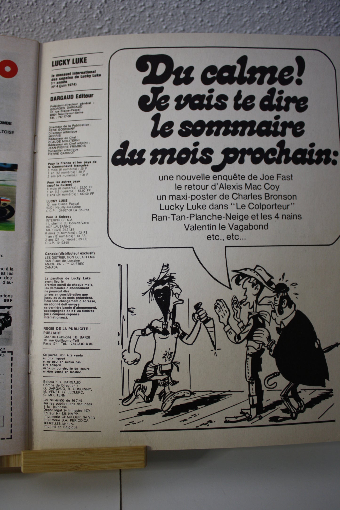 des copains de Lucky Luke – lucky Luke - - Dargaud  - Mensuel International - 1974 - 1ère année N°4 Juin