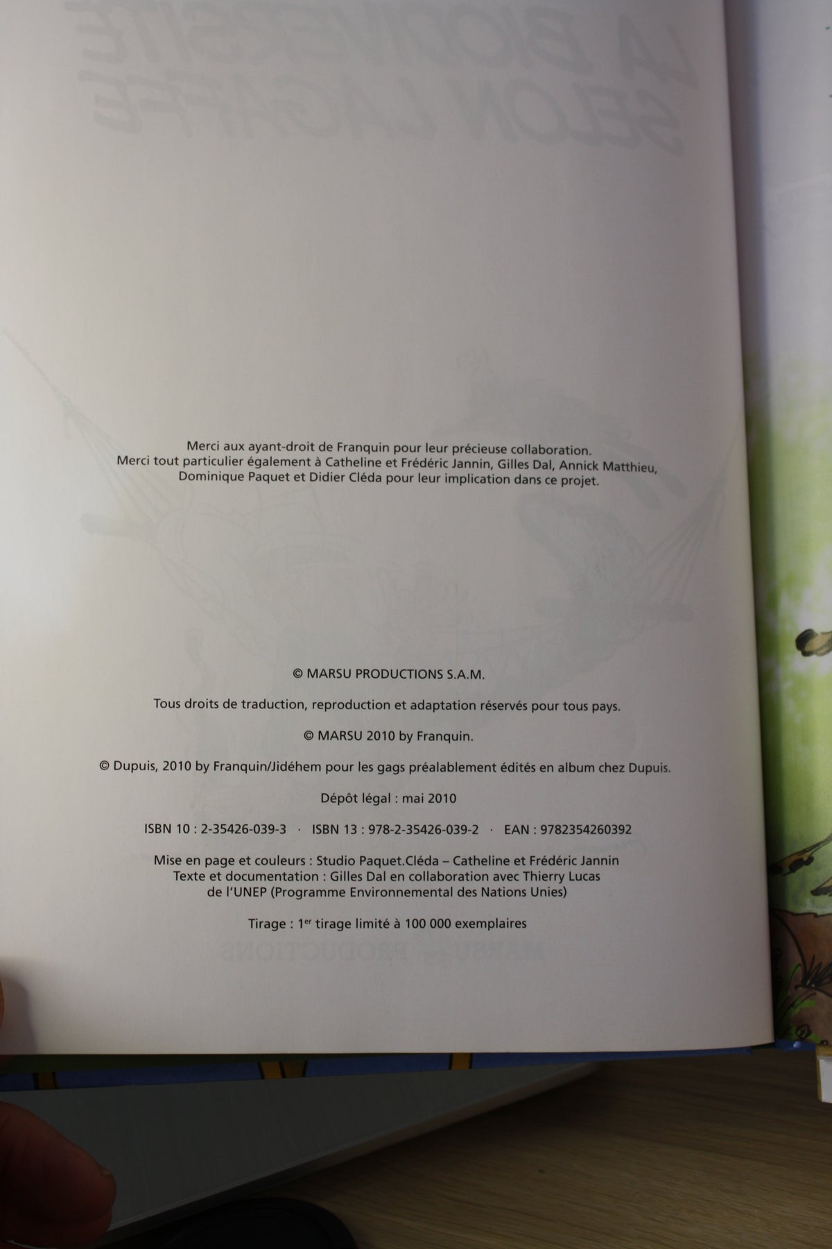 La biodiversité selon Lagaffe – Gaston Lagaffe - Franquin – Marsu Production – EO – 2010