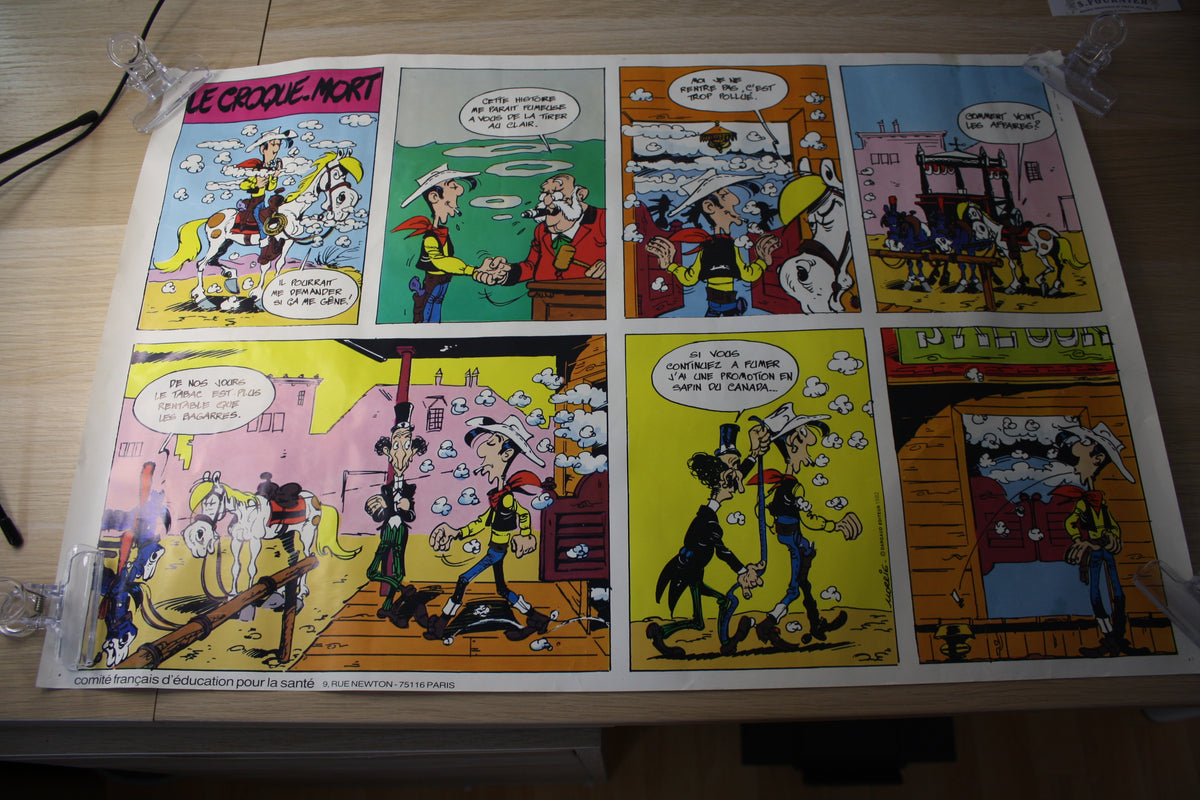 Affiche Lucky Luke Morris « Le Croque-Mort » – prévention antitabac CFES – Dargaud – Objet dérivé – 1984