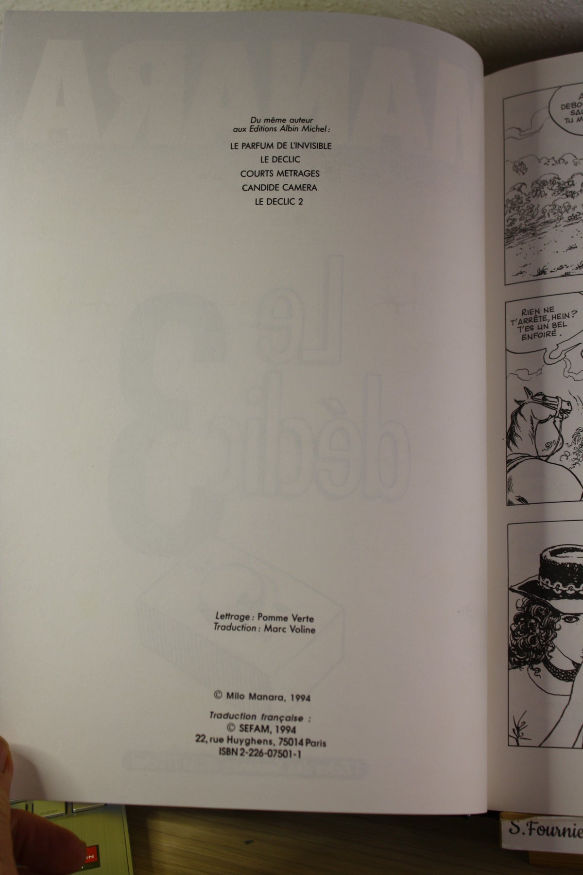 Tome 3 – Le déclic – Manara – Echos des savanes Albin Michel – EO – 1994 - ADULTE