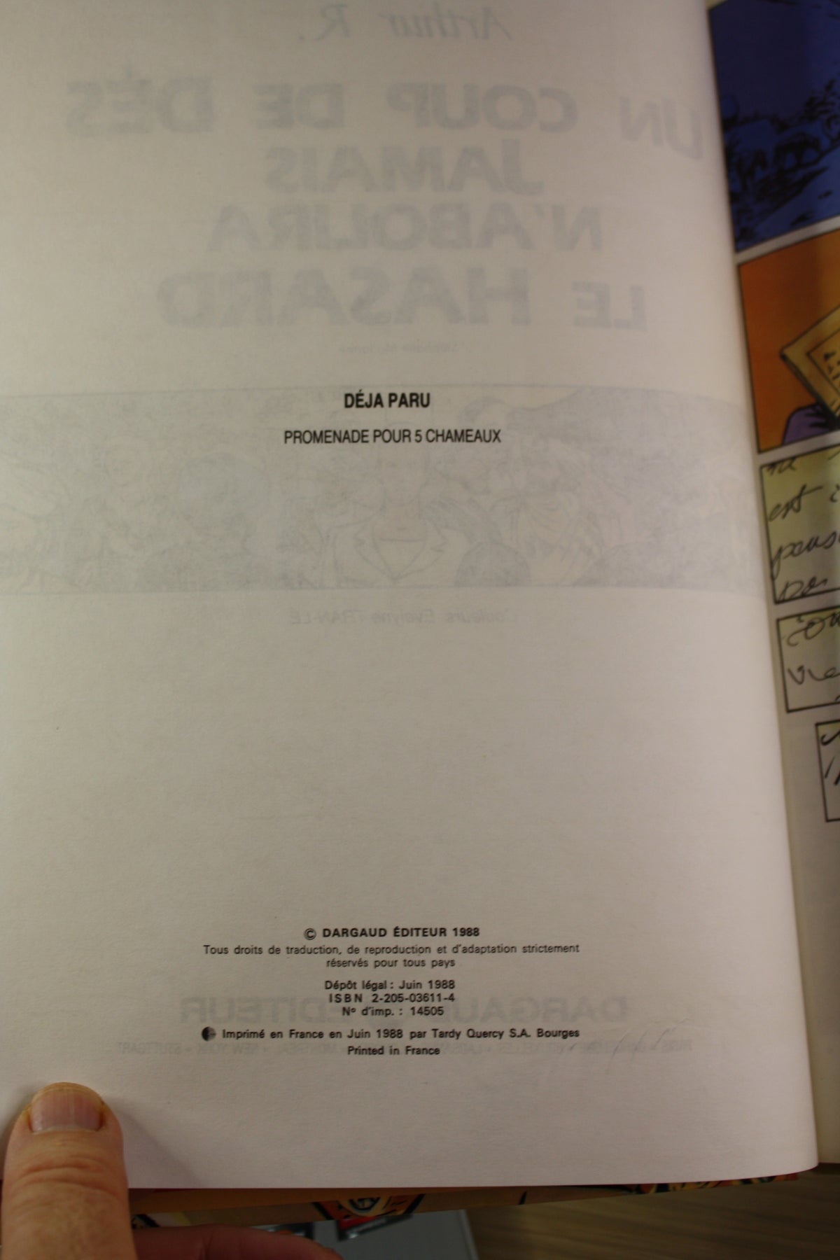 Un coup de dés jamais n’abolira le Hasard – Arthur R – Chiavelli – Dargaud – EO – 1998