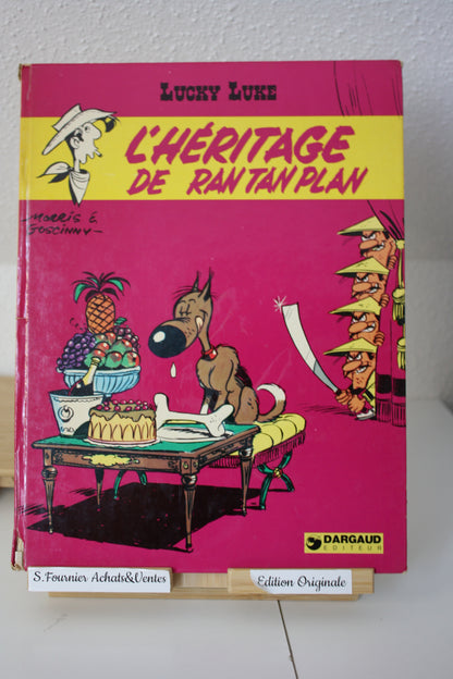 L’héritage de Ran Tan Plan – Lucky Luke – Morris Goscinny – Dargaud Editeur – EO – 1973 – Dos abimé