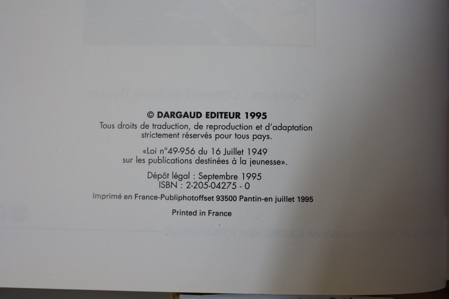 Le cœur charbon – Editnalta – Convard – Dargaud – EO – 1995