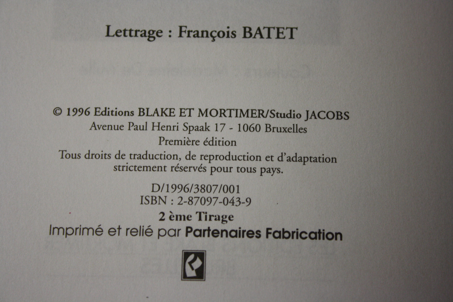 L’affaire Francis Blake – Blake et Mortimer – Jacobs – Blake et Mortimer – EO – 1996