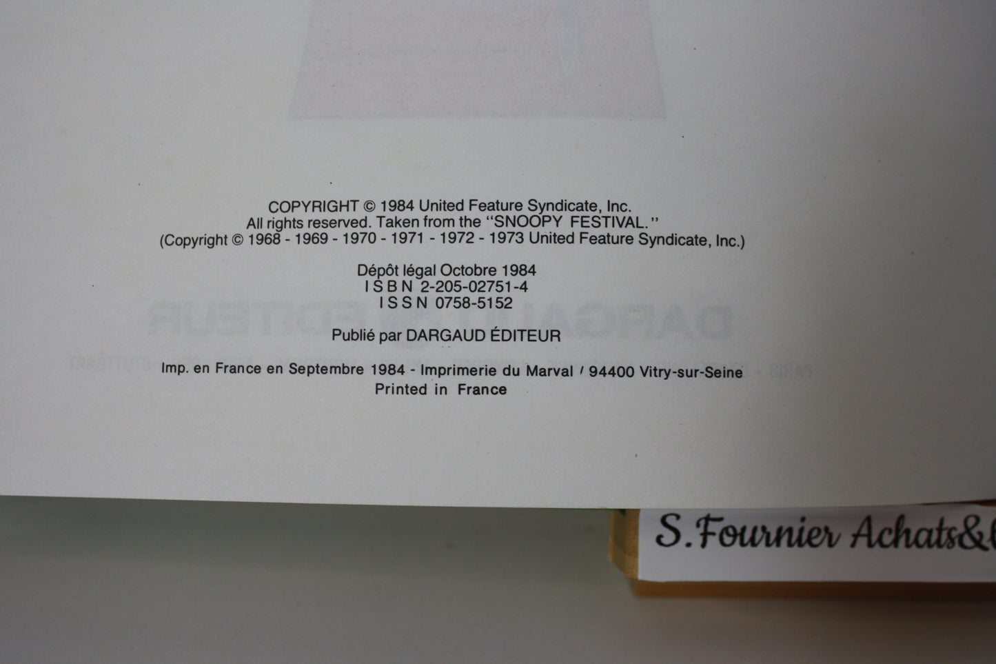 L’infaillible – Snoopy – Schulz – Dargaud – EO – 1984