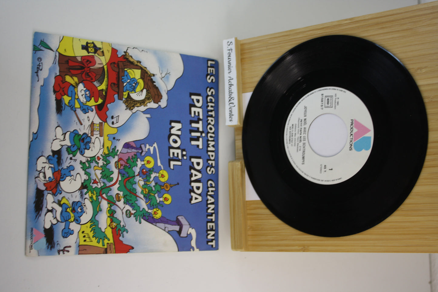 Petit papa Noël – Schtroumpfs – Max Eschig – Disque Polydor – Objet dérivé – 1983 – Disque 45T