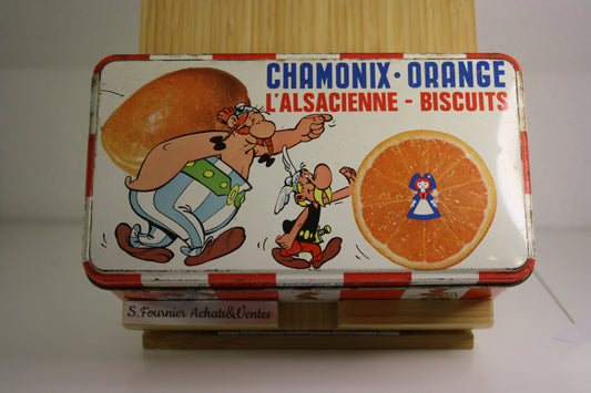Boite métallique Chamonix Orange – Astérix – Uderzo Goscinny – L’alsacienne – Objet dérivé – 1960