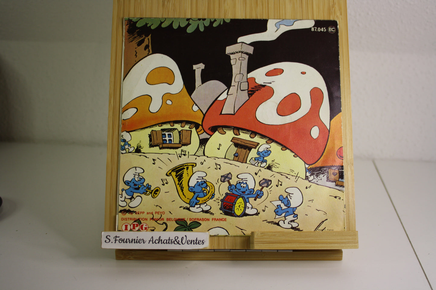 Disque vinyle 45t Au pays des Schtroumpfs – Schtroumpfs – Abraham Vader – IPG – Objet dérivé – 1977