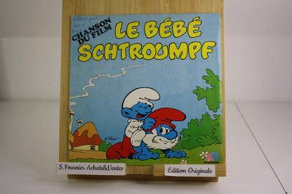 Disque vinyle 45t Le bébé Schtroumpf – les Schtroumps – J.F Porry – AB Productions – Objet dérivé – 1984