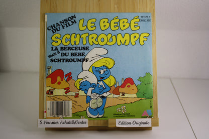 Disque vinyle 45t Le bébé Schtroumpf – les Schtroumps – J.F Porry – AB Productions – Objet dérivé – 1984